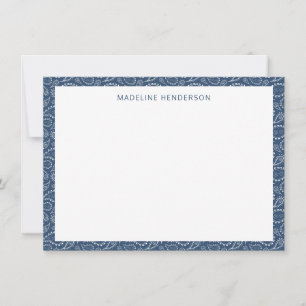 Sea Paisley Pattern Ocean Blue Monogram Mitteilungskarte