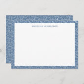 Sea Paisley Pattern Stormy Blue Monogram Mitteilungskarte (Vorne/Hinten)