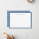 Sea Paisley Pattern Stormy Blue Monogram Mitteilungskarte (Vorderseite/Rückseite Beispiel)