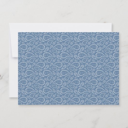 Sea Paisley Pattern Stormy Blue Monogram Mitteilungskarte (Rückseite)