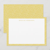 Sea Paisley Pattern Yellow Monogram Mitteilungskarte (Vorne/Hinten)