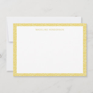 Sea Paisley Pattern Yellow Monogram Mitteilungskarte