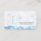 *~* Sea Pastell Sail Boat Fine Dining QR Strand Visitenkarte (Vorderseite)