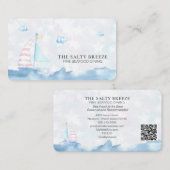 *~* Sea Pastell Sail Boat Fine Dining QR Strand Visitenkarte (Vorne/Hinten)