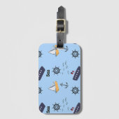 Sea pattern on blue gepäckanhänger (Vorderseite Vertikal)