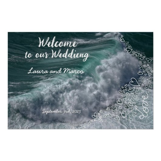 Sea photography and doodle drawing of a wedding poster (Vorderseite)
