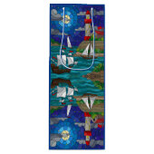 Sea Red Lighthouse Segelschiffe Shore Starry Sky Geschenktüte Für Weinflaschen (Vorderseite)