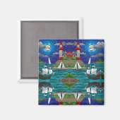 Sea Red Lighthouse Segelschiffe Shore Starry Sky Magnet (Vorderseite/Rückseite)