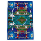 Sea Red Lighthouse Segelschiffe Shore Starry Sky Mittlere Geschenktüte (Vorderseite)