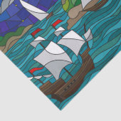 Sea Red Lighthouse Segelschiffe Shore Starry Sky  Seidenpapier (Detail)