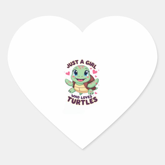 Sea Reptile Turtle Lovers Just A Girl Who Loves Tu Herz-Aufkleber (Vorderseite)