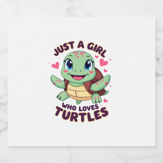 Sea Reptile Turtle Lovers Just A Girl Who Loves Tu Schaumweinetikett (Einzelnes Label)