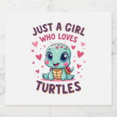 Sea Reptile Turtle Lovers Just A Girl Who Loves Tu Schaumweinetikett (Einzelnes Label)