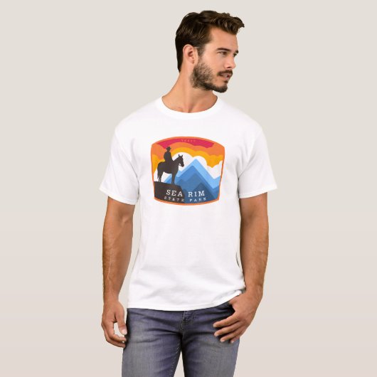 Sea Rim Staat Park Texas TX Reittier Abzeichen T S T-Shirt (Vorne ganz)