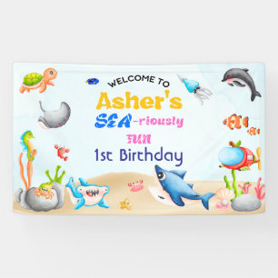 SEA-rious Spaßige Ozean-Schützer-Geburtstagsdekora Banner