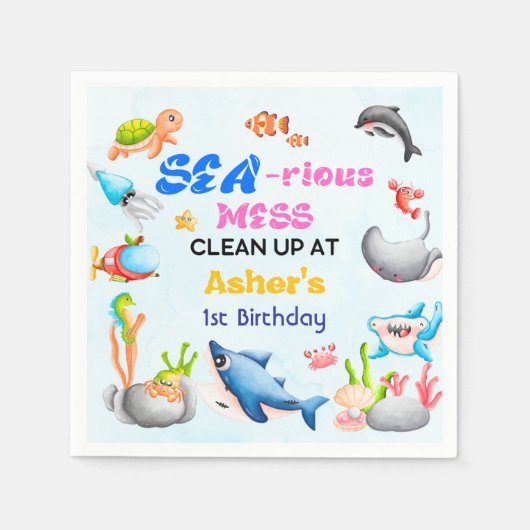 Sea-riously Fun Ocean Protector Educational Party  Serviette (Vorderseite)