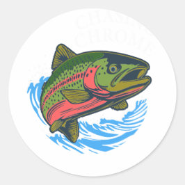 Sea Run Cutthroat Chasing Chrome Trout Runder Aufkleber