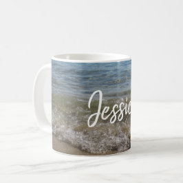 Sea & Sand Beach Waves Personalisierter Name Kaffeetasse