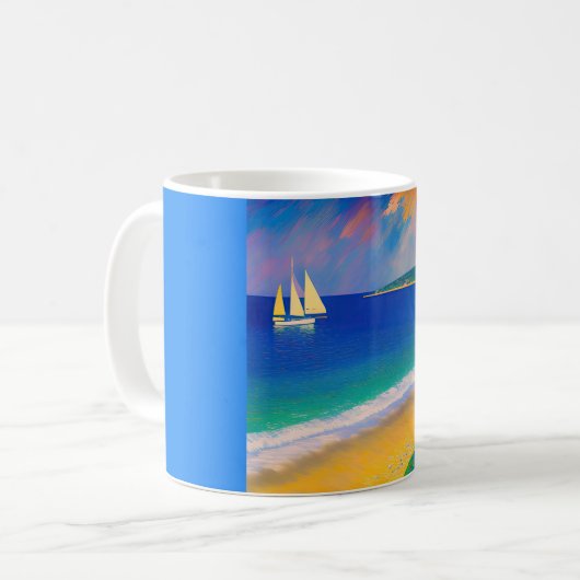 Sea Scape 09 "Yacht in the bay" Kaffeetasse (Vorderseite Links)