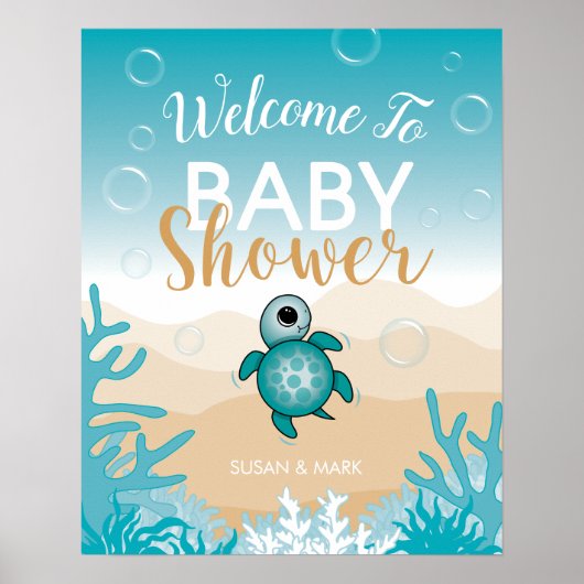 Sea Schildkröte Thema Kinderdusche Begrüßungszeich Poster (Vorne)
