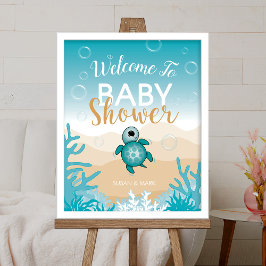 Sea Schildkröte Thema Kinderdusche Begrüßungszeich Poster