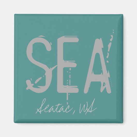 SEA Seattle Airport Code Typografie Magnet (Vorne)