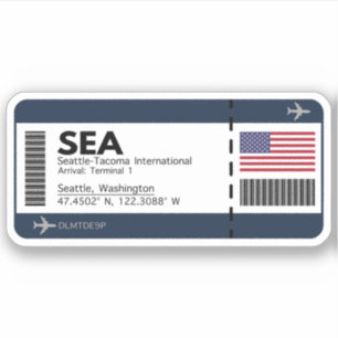 SEA Seattle Boarding Pass - USA Ticket Aufkleber