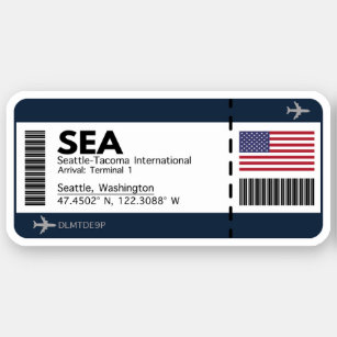 SEA Seattle Boarding Pass - USA Ticket Aufkleber