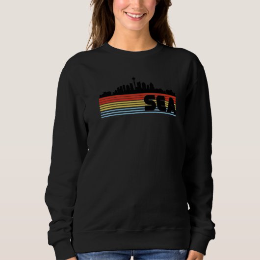SEA Seattle Retro Regenbogen Stripte Stadt Sweatshirt (Vorderseite)