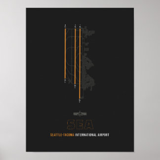 SEA - Seattle-Tacoma Airport Runway Diagramm Art Poster