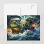 Sea Serpent Attacking Ship in Storm Fantasy Painti Postkarte (Vorne/Hinten)