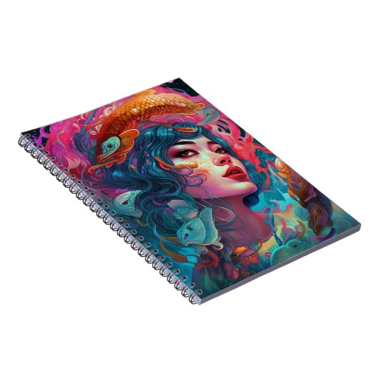 Sea Serpent Hair Lady Fantasy Art Notizblock (Rechte Seite)