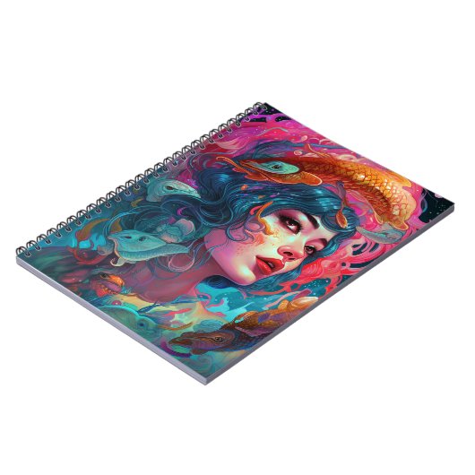 Sea Serpent Hair Lady Fantasy Art Notizblock (Linke Seite)