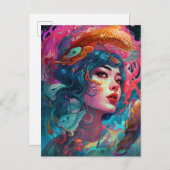 Sea Serpent Hair Lady Fantasy Art Postkarte (Vorne/Hinten)
