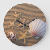 Sea Shells And Starfish Große Wanduhr (Vorderseite)