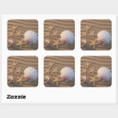 Sea Shells And Starfish Quadratischer Aufkleber (Blatt)