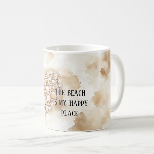 Sea Shells Heart Beach Happy Place Kaffeetasse (VorderseiteRechts)