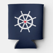 Sea Ship Helm Navy Blue White Heart Segeln Dosenkühler (Vorderseite)