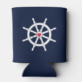 Sea Ship Helm Navy Blue White Heart Segeln Dosenkühler (Rückseite)