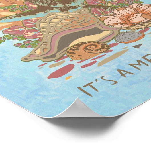 Sea Shore Beach Vibe Aquamarin und Lila Poster (Ecke)