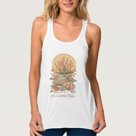 Sea Shore Beach Vibe Coral und Tan T - Shirt (Vorderseite)