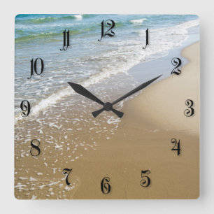 Sea shore quadratische wanduhr