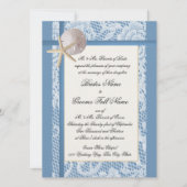 Sea Shore Romance Lace Wedding Einladung (Vorderseite)