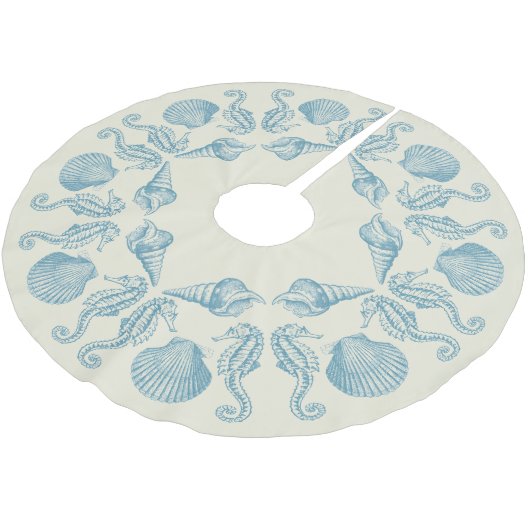 Sea Side Beach Frohe Weihnachten Warme Weiß Polyester Weihnachtsbaumdecke (Schrägansicht)