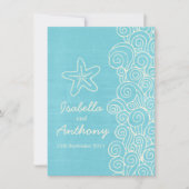 Sea Star & Wirbel Blue & Creme Hochzeit Einladung (Vorderseite)
