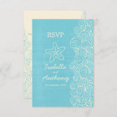 Sea Star & Wirbel Blue & Creme Hochzeit RSVP (Vorne/Hinten)