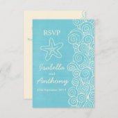 Sea Star & Wirbel Blue & Creme Hochzeit RSVP (Vorne/Hinten)