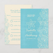 Sea Star & Wirbel Blue & Creme Hochzeit RSVP Karte (Vorne/Hinten)
