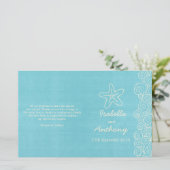 Sea Star & Wirbel Blue-Creme-Hochzeitsprogramme (Stehend Vorderseite)