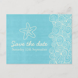 Sea Star & Wirbel Blue & Creme Save the Date Card Ankündigungspostkarte